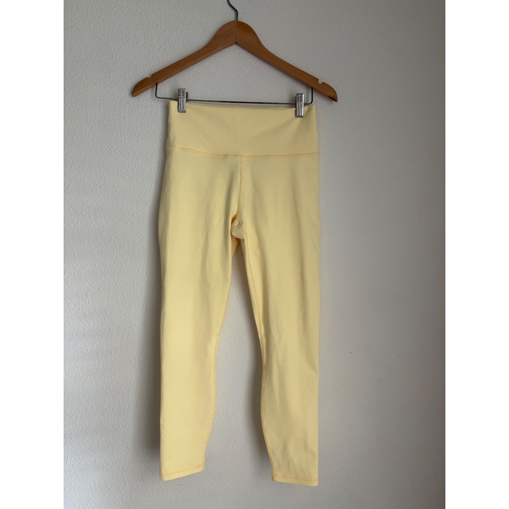 Fabletics PowerHold High Waisted Leggings Butter Yellow Womens Small 7/8 Length